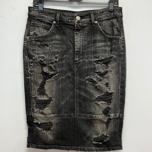 AGOLDE Amie Distressed Denim Skirt